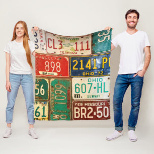 Retro License Bord Collectie Fleece Deken