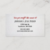 Retro License Bord collectie Visitekaartje (Achterkant)