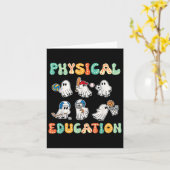 Retro Lichamelijke Opvoeding Halloween Ghosts Gift Kaart (Gele Bloem)