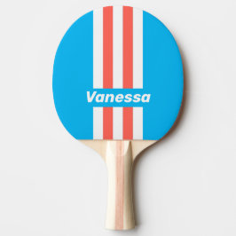 Retro Licht Hemelblauwe Pin Strepen met Naam Tafeltennisbatje