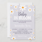 Retro Licht Paarse Daisy Baby shower Uitnodiging (Voorkant)