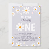 Retro Licht Paarse Daisy Verjaardagsfeestuitnodigi Kaart (Voorkant)