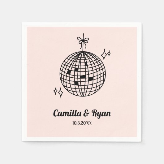 Retro Licht Roze Disco Bruiloft Decor Servetten (Voorkant)