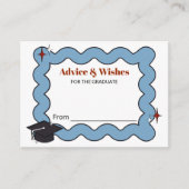 Retro lichtblauw advies & wensen afstuderen informatiekaartje (Voorkant)