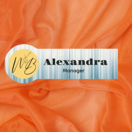 Retro lichtblauw modern restaurant medewerker naamplaatje