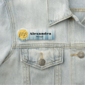 Retro lichtblauw modern restaurant medewerker naamplaatje (In situ)