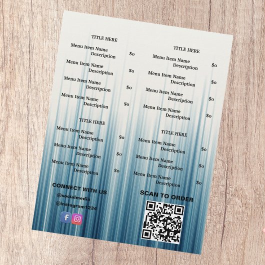 Retro Lichtblauw Restaurant Afsluiten Menu QR-code