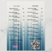 Retro Lichtblauw Restaurant Afsluiten Menu QR-code (Achterkant)