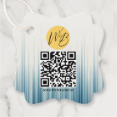 Retro Lichtblauw Zakelijke QR Code Verpakkende Lab Bedankjes Labels (Voorkant)