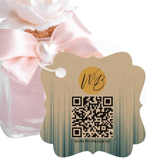 Retro Lichtblauw Zakelijke QR Code Verpakkende Lab Bedankjes Labels