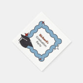 Retro lichtblauwe kronkelende jongen afstudeerfees servet (Hoek)