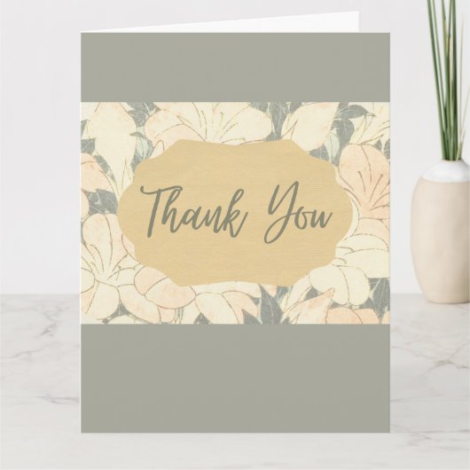 Retro lichte bloemenprint bedankkaart (Voorkant)