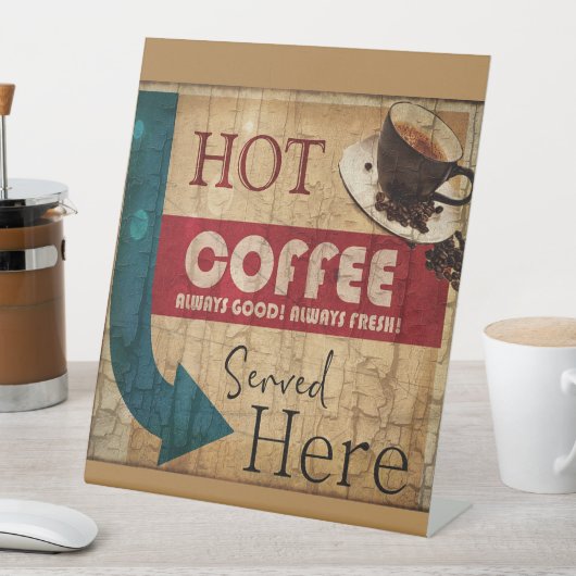 Retro lichtkrant koffiebord reclamebord met voetstuk (Insitu)