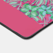 Retro Lichtroze en groene bloemen Bureaumat (Hoek)