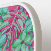 Retro Lichtroze en groene bloemen Pickleball Paddle (Links Detail)