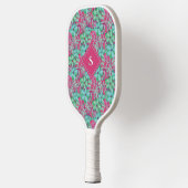 Retro Lichtroze en groene bloemen Pickleball Paddle (Links)