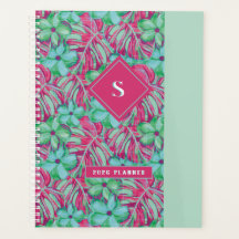 Retro Lichtroze en groene bloemen