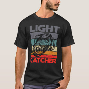 Retro lichtvanger fotograaf camera t-shirt