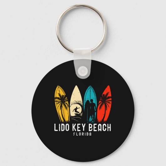 Retro Lido Key Beach Florida Surfboarder Design Fo Sleutelhanger (Voorkant)