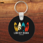 Retro Lido Key Beach Florida Surfboarder Design Fo Sleutelhanger (Voorkant)