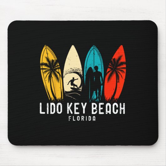 Retro Lido Key Beach Florida Surfboarder Design Vo Muismat (Voorkant)