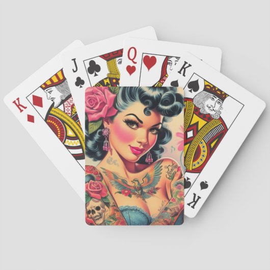 Retro Lief Tatuage Pin-up Pokerkaarten (Achterkant)