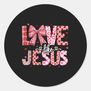 Retro liefde als Jezus Coquette Hart Boog Jezus Va Ronde Sticker