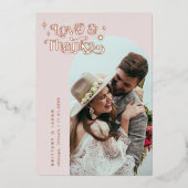 Retro Liefde & Bedankt Sterren Folie Uitnodiging (Voorkant)