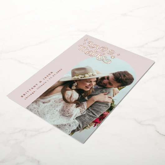 Retro Liefde & Bedankt Sterren Folie Uitnodiging (Gedraaid)