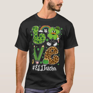Retro Liefde ELL Leraar St Patrick's Day Lucky T-shirt