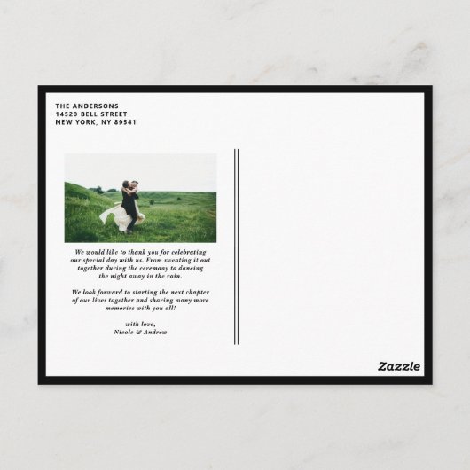 Retro liefde en Bedankt foto bruiloft Dank u Briefkaart (Achterkant)