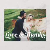 Retro liefde en Bedankt foto bruiloft Dank u Briefkaart (Voorkant)