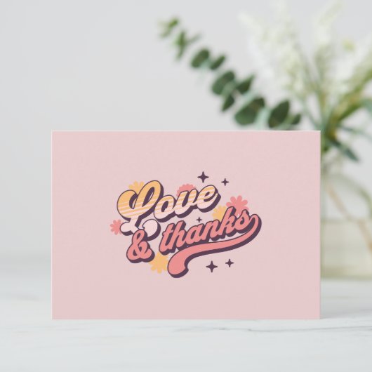 Retro Liefde en Bedankt Groovy Tekst Baby shower (Staand voorkant)