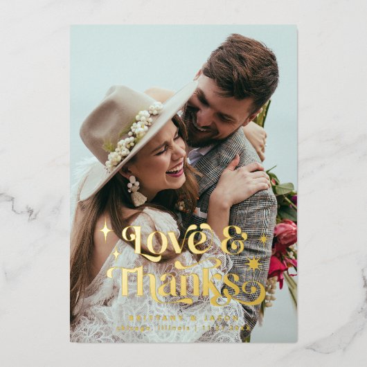 Retro Liefde en Bedankt Overlay Folie Uitnodiging (Voorkant)