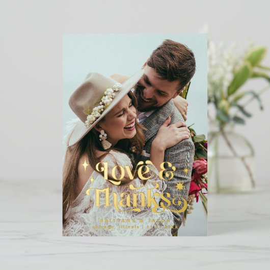 Retro Liefde en Bedankt Overlay Folie Uitnodiging (Staand Voorkant)