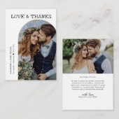 Retro Liefde en Bedankt Witte Boog 2 Foto's Bruilo Notitiekaartje (Voorkant / Achterkant)