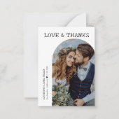 Retro Liefde en Bedankt Witte Boog 2 Foto's Bruilo Notitiekaartje (Voorkant)