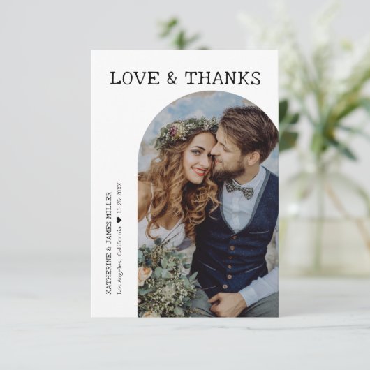 Retro Liefde en Bedankt Witte Boog Twee Foto Bruil (Staand voorkant)