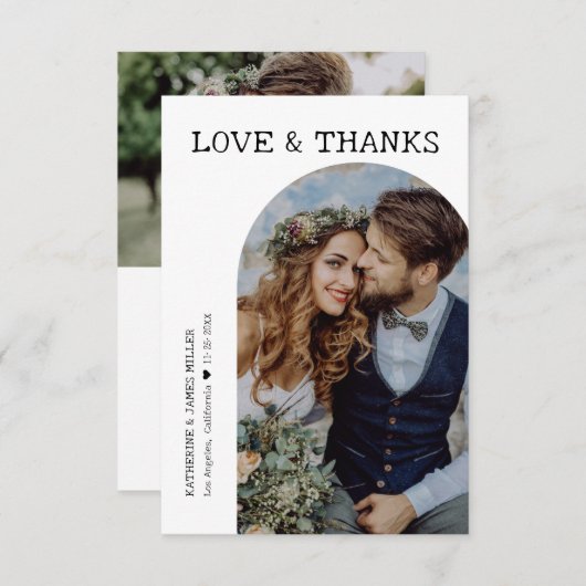 Retro Liefde en Bedankt Witte Boog Twee Foto Bruil (Voorkant / Achterkant)