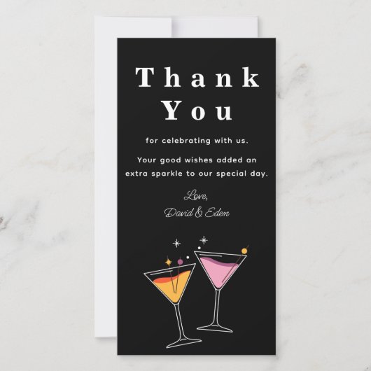 Retro Liefde en Bedankt Zwart-wit Bruiloft (Voorkant)