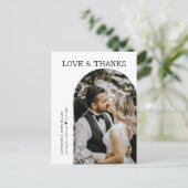 Retro Liefde en Dank Witte Boog Foto Bruiloft Briefkaart (Staand voorkant)