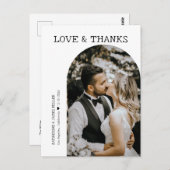 Retro Liefde en Dank Witte Boog Foto Bruiloft Briefkaart (Voorkant / Achterkant)