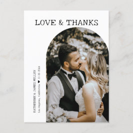 Retro Liefde en Dankbaarheid Witte Boog Foto Bruil Briefkaart