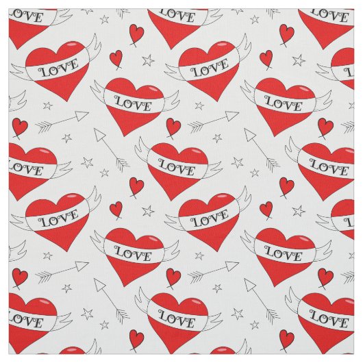Retro Liefde Harten Patroon Stof (Swatch)
