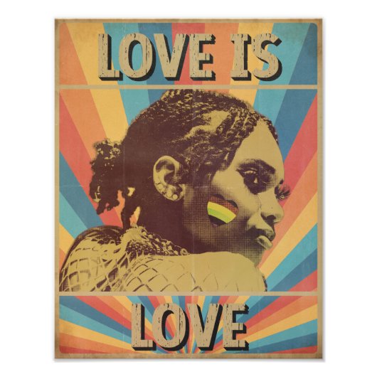 Retro Liefde is Liefde LGBTQ+ Trots Foto Afdruk (Voorkant)