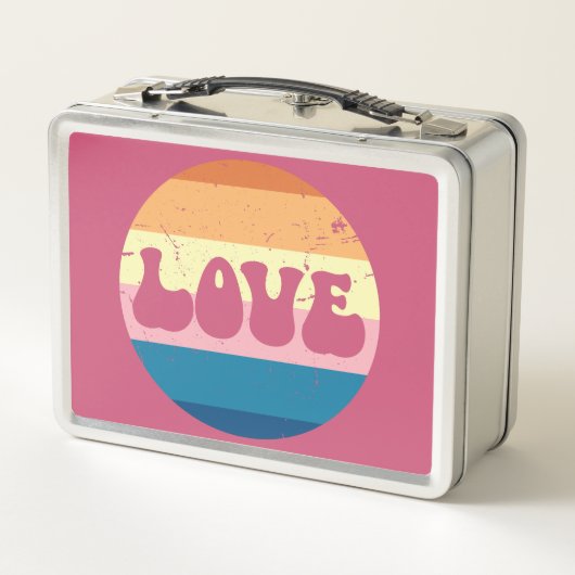 Retro Liefde Typografie Op Sunset Stripes (Achterkant)