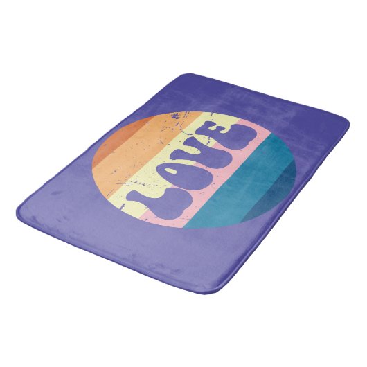 Retro Liefde Typografie Op  Sunset Stripes Badmat (Gekanteld)