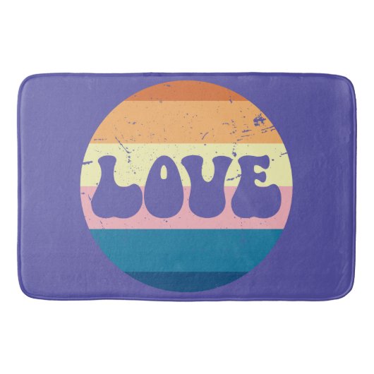 Retro Liefde Typografie Op  Sunset Stripes Badmat (Voorkant)