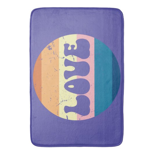 Retro Liefde Typografie Op  Sunset Stripes Badmat (Voorkant Verticaal)