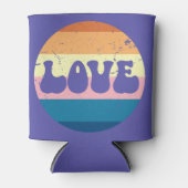 Retro Liefde Typografie Op  Sunset Stripes Blikjeskoeler (Voorkant)